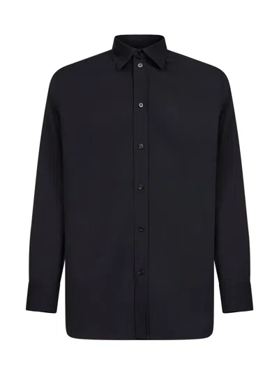 Jil Sander Lightweight Wool Gabardine Shirt In Black