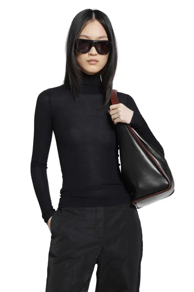 Jil Sander Lightweight Wool High-neck Sweater In Black