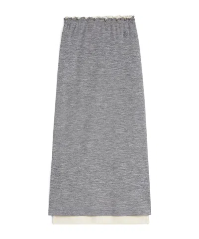 Jil Sander Lightweight Wool Layered Skirt In Gray