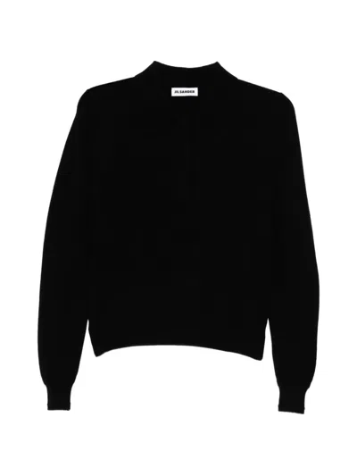 Jil Sander Lightweight Wool Polo In Black