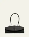 Jil Sander Linea Angular Leather Shoulder Bag In Black