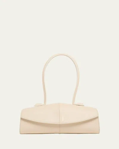 Jil Sander Linea Angular Leather Shoulder Bag In Neutral