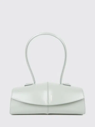 Jil Sander Linea Calfskin Leather Shoulder Bag With Tubular Handle In Green