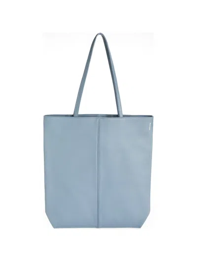 Jil Sander Linea Centre-piping Leather Tote Bag In Blue