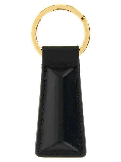 Jil Sander Linea Padded Leather Keyring In Black