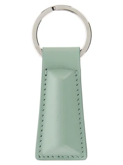 Jil Sander Leather Linea Keyring In Green