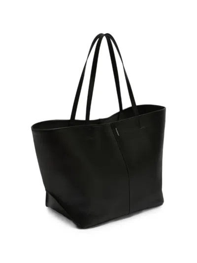 Jil Sander Linea Large Leather Tote Bag With Centre Piping And Embossed  Logo In Black