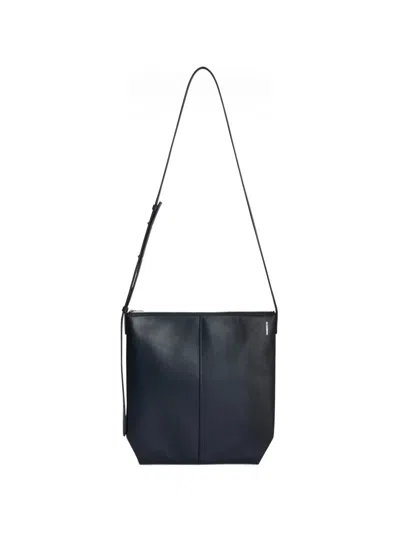 Jil Sander Linea Leather Crossbody Bag In Blue