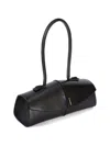Jil Sander Linea Angular Leather Shoulder Bag In Black