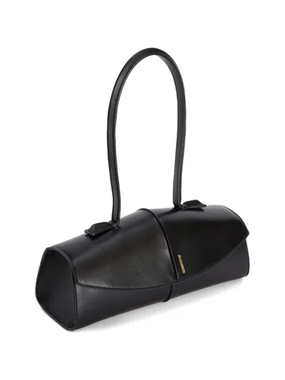 Jil Sander Linea Leather Shoulder Bag In Black
