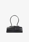 Jil Sander Linea Angular Leather Shoulder Bag In Black