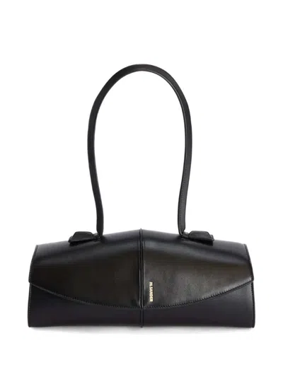 Jil Sander Linea Leather Shoulder Bag In Black