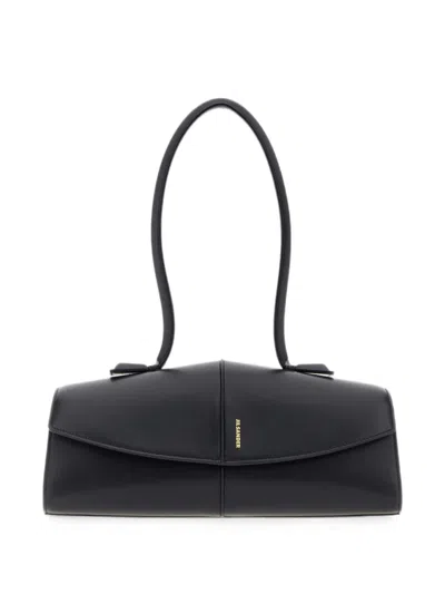Jil Sander Linea Leather Shoulder Bag In Black