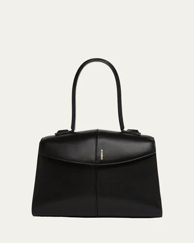 Jil Sander Linea Leather Top-handle Bag In Black