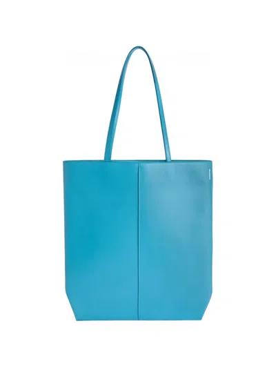 Jil Sander Linea Leather Tote Bag In Blue