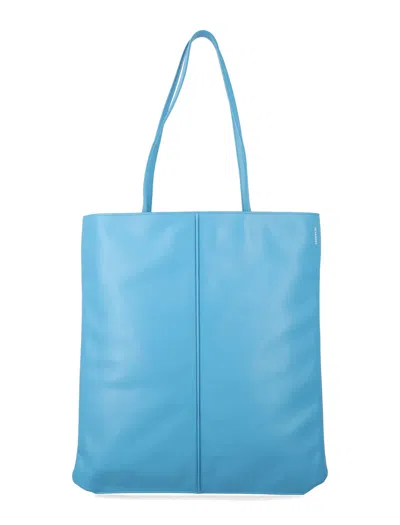 Jil Sander Linea Leather Tote In Blue