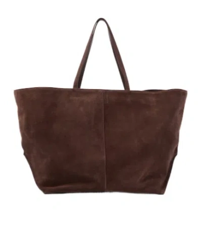 Jil Sander Linea Maxi Suede Tote Bag In Brown