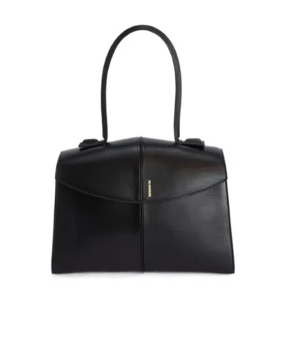 Jil Sander Medium Linea Leather Tote Bag In Black
