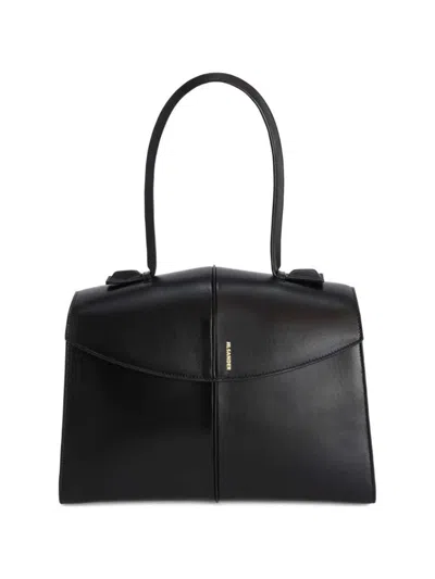 Jil Sander Linea Medium Leather Tote Bag In Black