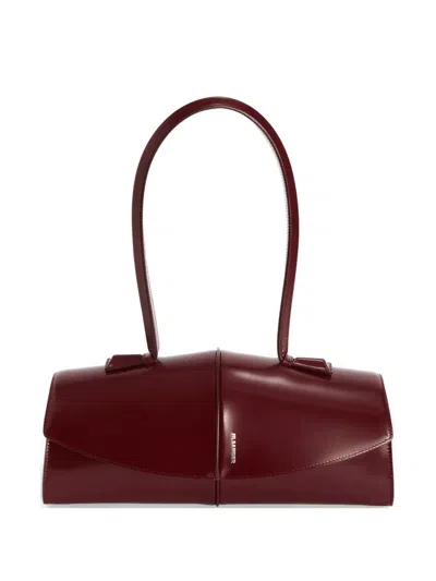 Jil Sander Linea Piped Leather Shoulder Bag In Red
