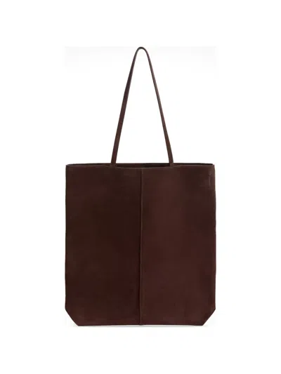 Jil Sander Linea Piped Suede Tote Bag In Brown