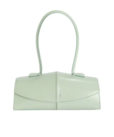 Jil Sander Linea Piping Leather Shoulder Bag In Jade