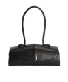Jil Sander Linea Angular Leather Shoulder Bag In Black