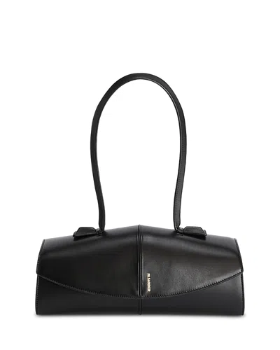 Jil Sander Linea Small Leather Shoulder Bag In Black
