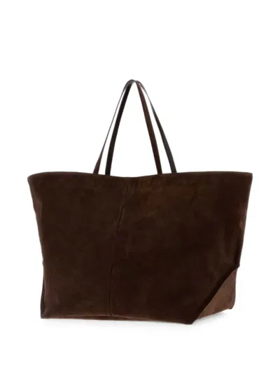 Jil Sander Linea Suede Tote Bag In Brown