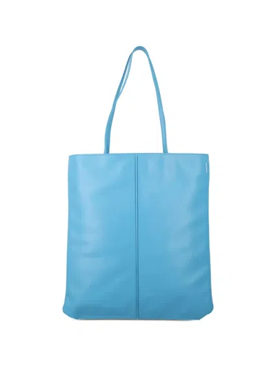 Jil Sander Linea Leather Tote Bag In Blue