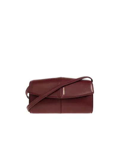 Jil Sander Linea Wallet On Strap In Burgundy