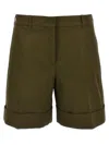 Jil Sander Linen Shorts With Pockets And Cuffed Hem In Green