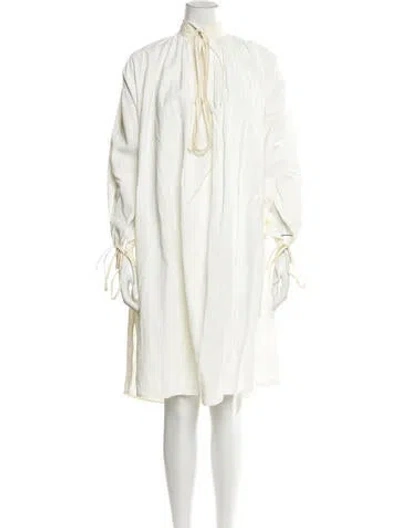 Pre-owned Jil Sander Linen Knee-length Dress In White