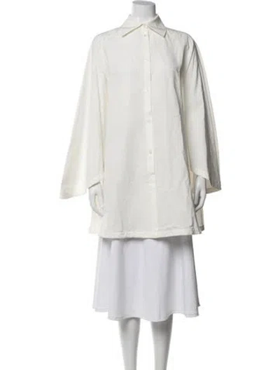 Pre-owned Jil Sander Linen Long Sleeve Button-up Top In White