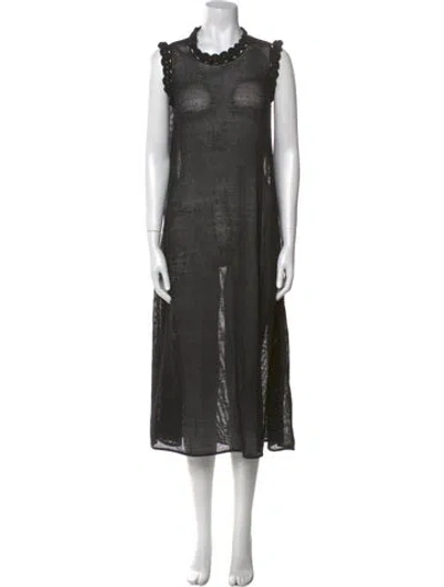 Pre-owned Jil Sander Linen Midi Length Dress In Black