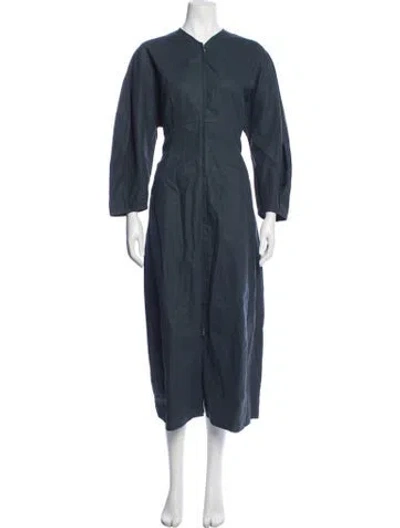 Pre-owned Jil Sander Linen Midi Length Dress In Grey