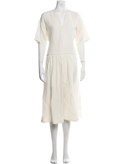 Pre-owned Jil Sander Linen Midi Length Dress In Neutrals