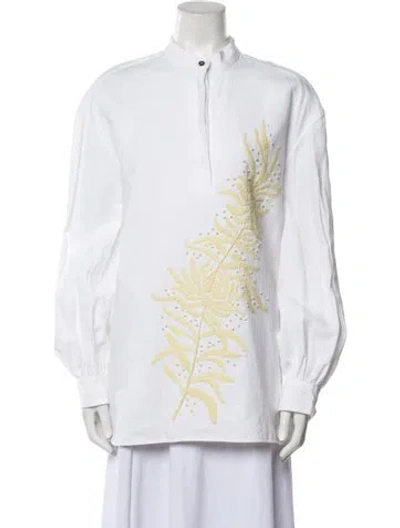 Pre-owned Jil Sander Linen Mock Neck Tunic In White