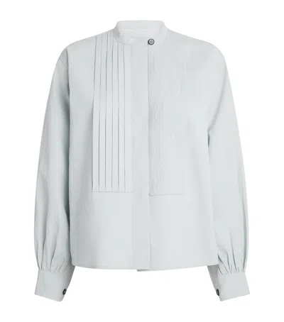 Jil Sander Linen Pleated Shirt In Blue