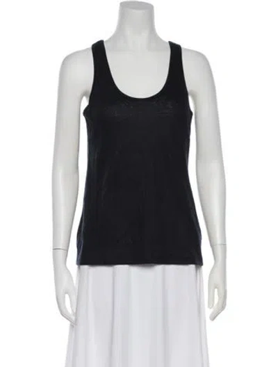 Pre-owned Jil Sander Linen Scoop Neck Top In Blue