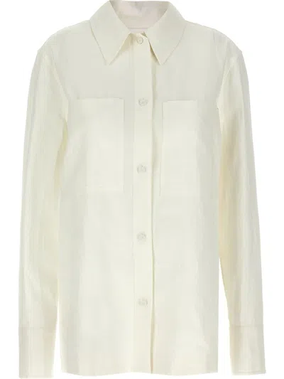 Jil Sander Linen Shirt With Chest Pockets And Long Sleeves In White