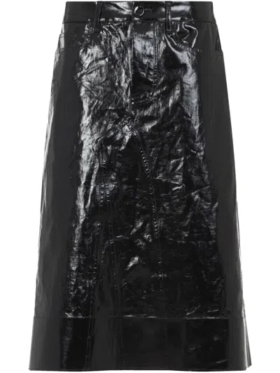 Jil Sander 90 Skirt Linen Midi-length Straight Hem In Black