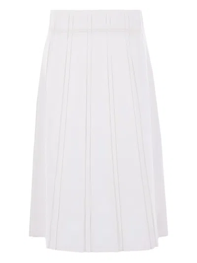 Jil Sander Waist Pleated Skirt Textured Detail In White