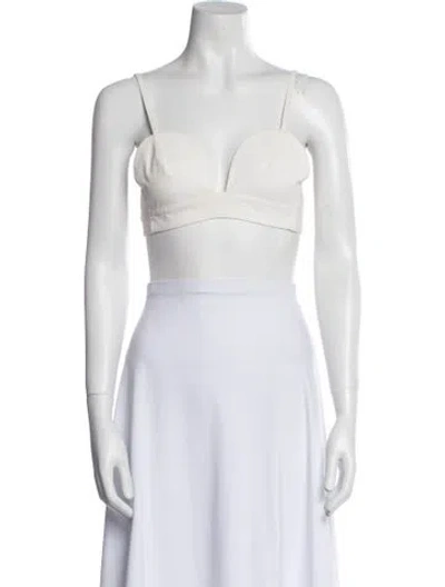 Pre-owned Jil Sander Linen Square Neckline Crop Top In Neutral