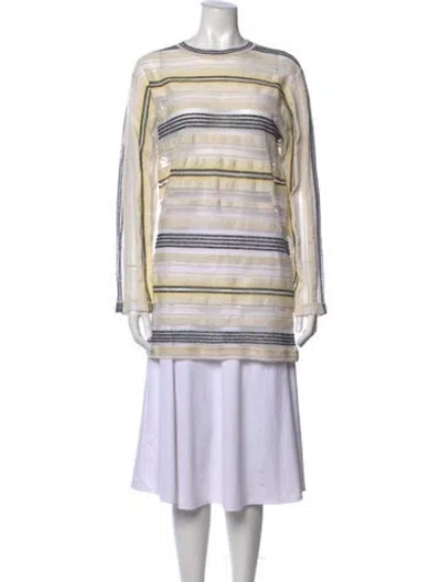 Pre-owned Jil Sander Linen Striped Top W/ Tags In Neutrals