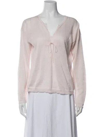 Pre-owned Jil Sander Linen V-neck Top In Pink
