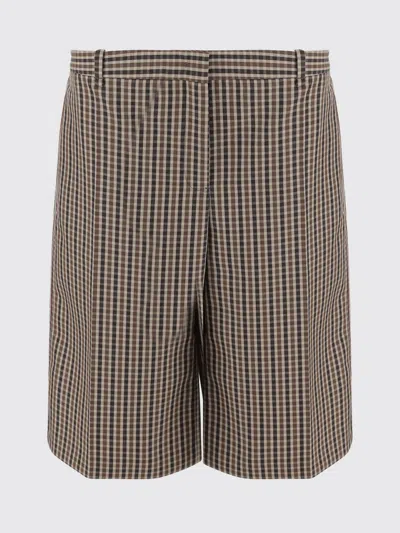 Jil Sander Wool Plaid Pattern Short Pants In Brown
