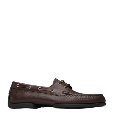 Jil Sander Tumbled Leather Loafers In Brown
