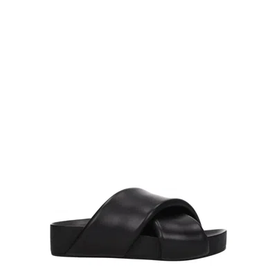 Jil Sander Loafers And Clogs For Women In Black Leather