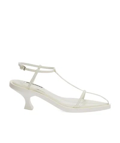 Jil Sander Logo And Buckle Sandals In White